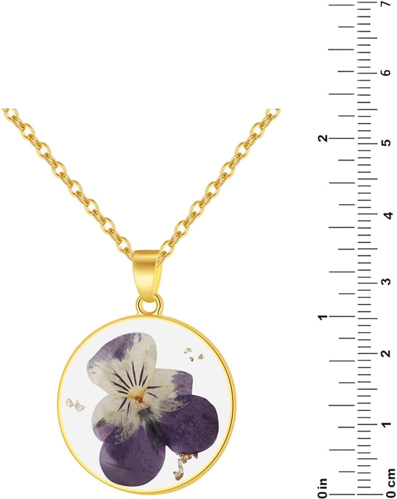 AUNTESIGN Store Forget-Me-Not and Queen Anne's Lace Pressed Wildflower Necklace | Birth Month Real Flower Necklace | Gold/Silver Pressed Flower Jewelry | Personalized Handmade Jewelry - Image 4